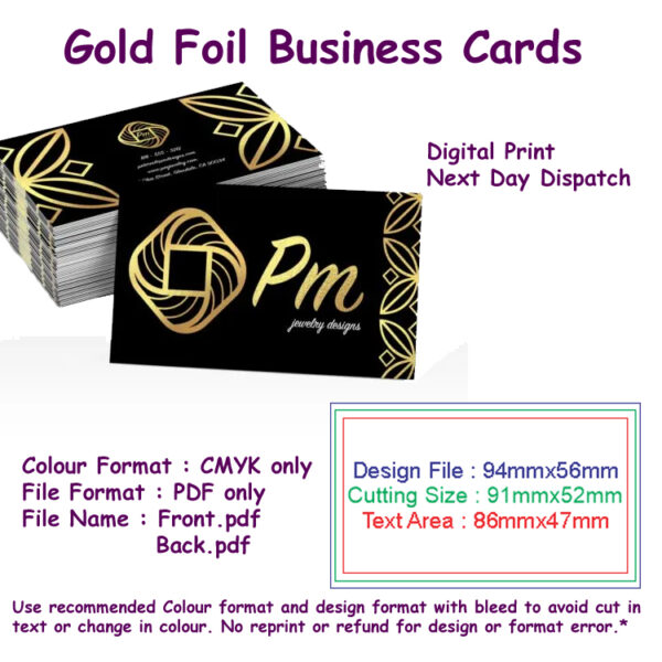 Gold Foil Business Cards Digital Print