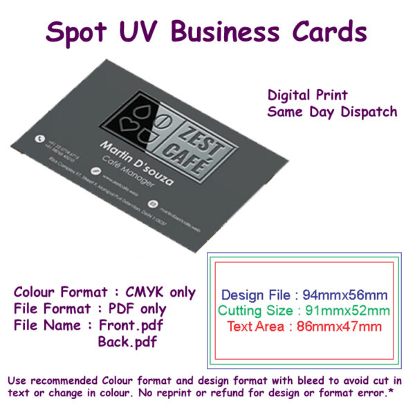 Spot UV Business Cards - Digital Print