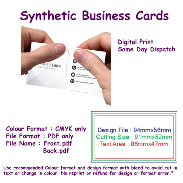 Synthetic Non Tearable  Business Cards - Digital Print